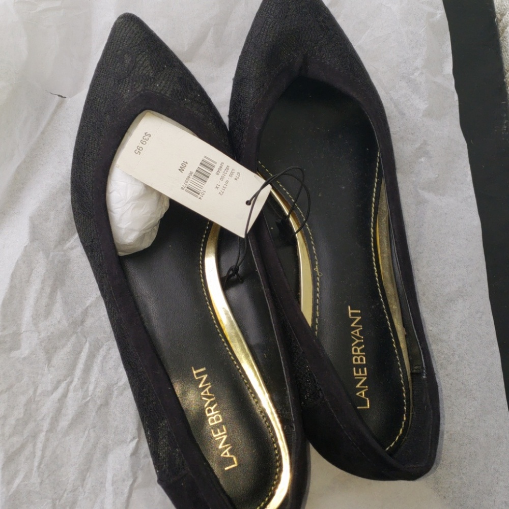 Bnwt lane bryant pointed toe lace flats size 10w